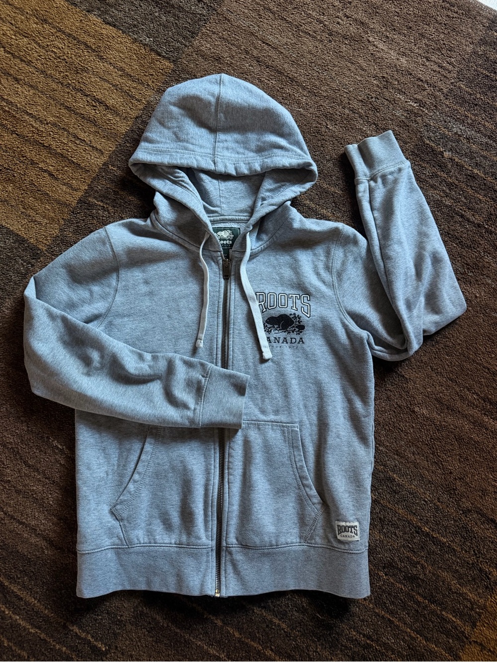 Roots Light Gray Men's Zip-Up Hoodie